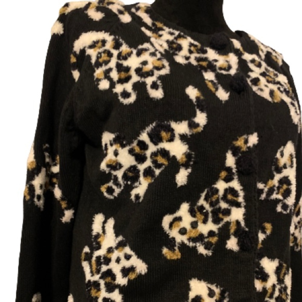 Michael Simon Sz Med Lux Animal Print Jeweled Cardigan Sweater Vintage 1999 EUC